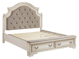 Realyn Chipped White Storage Platform Bedroom Set