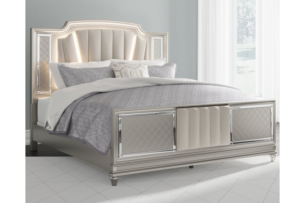 Chevanna Platinum King Upholstered Panel Bed -  Ashley - Luna Furniture