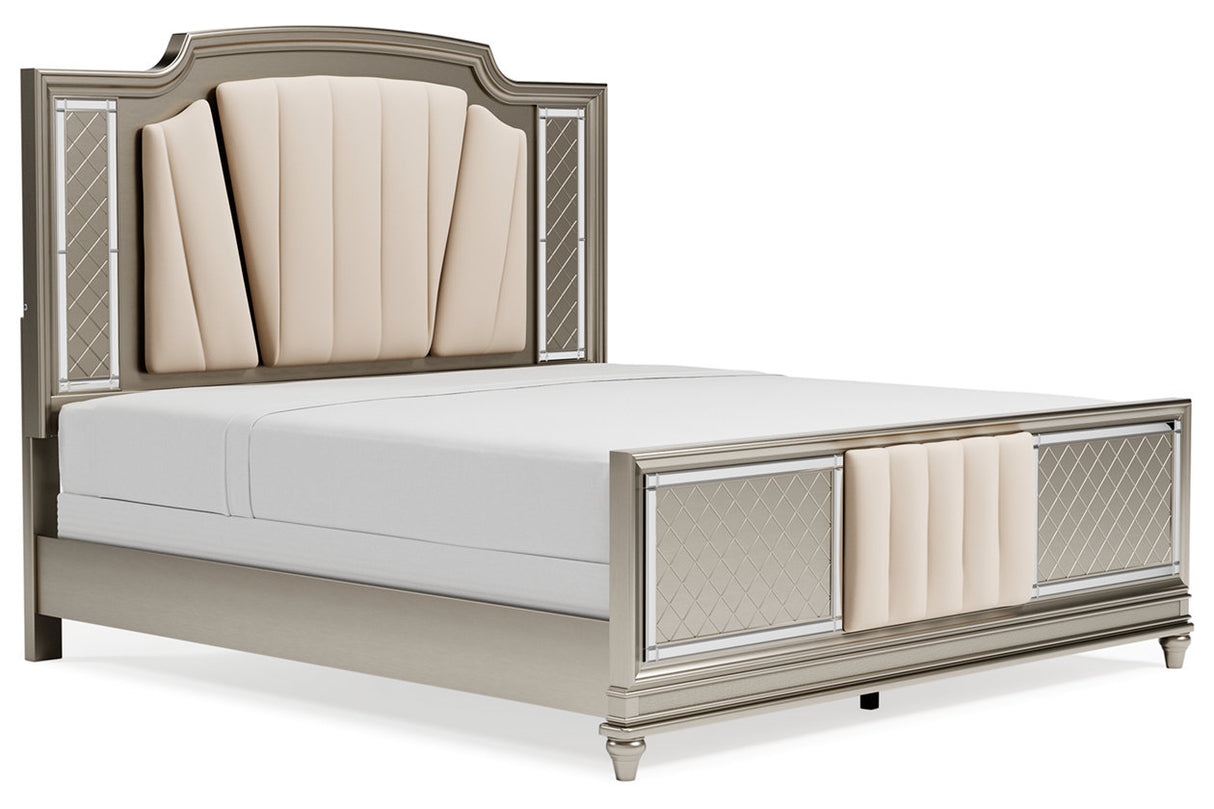 Chevanna Platinum King Upholstered Panel Bed -  Ashley - Luna Furniture