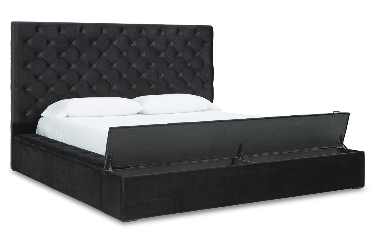 Lindenfield Black King Upholstered Bed with Storage