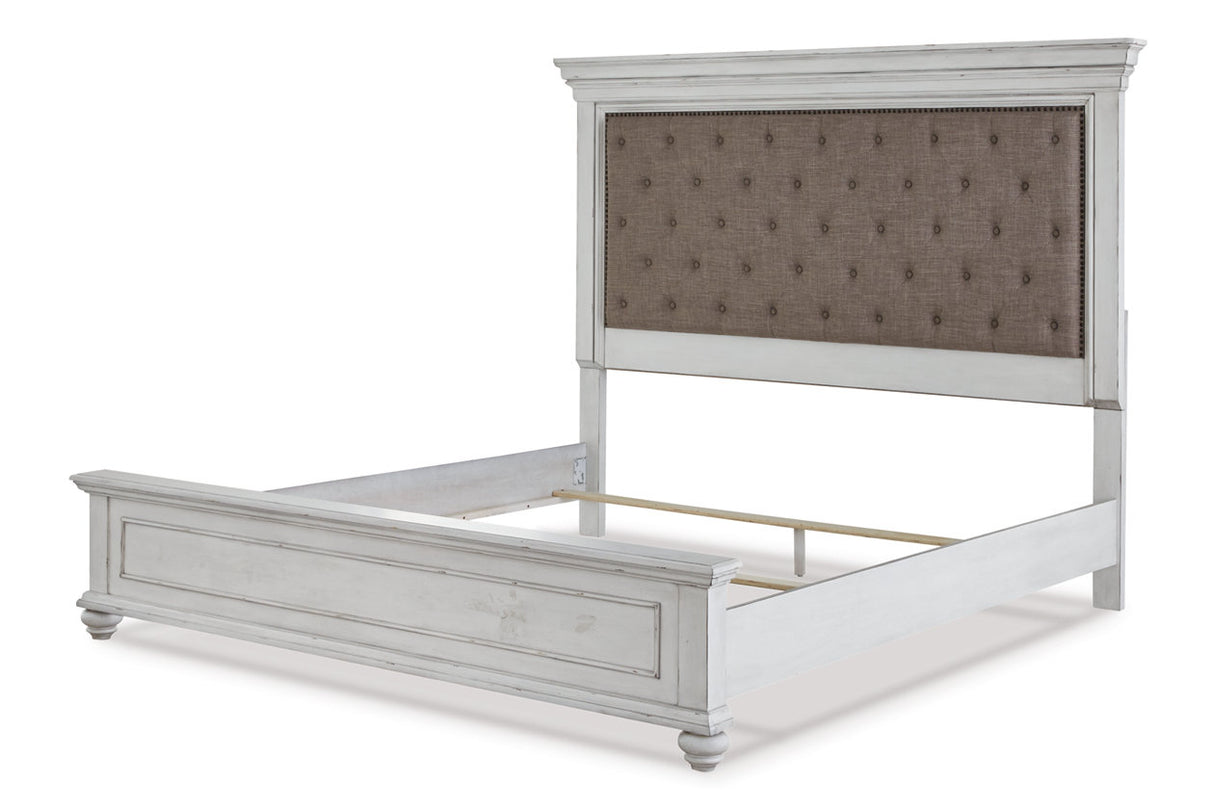 Kanwyn Whitewash Queen Panel Upholstered Bed -  Ashley - Luna Furniture