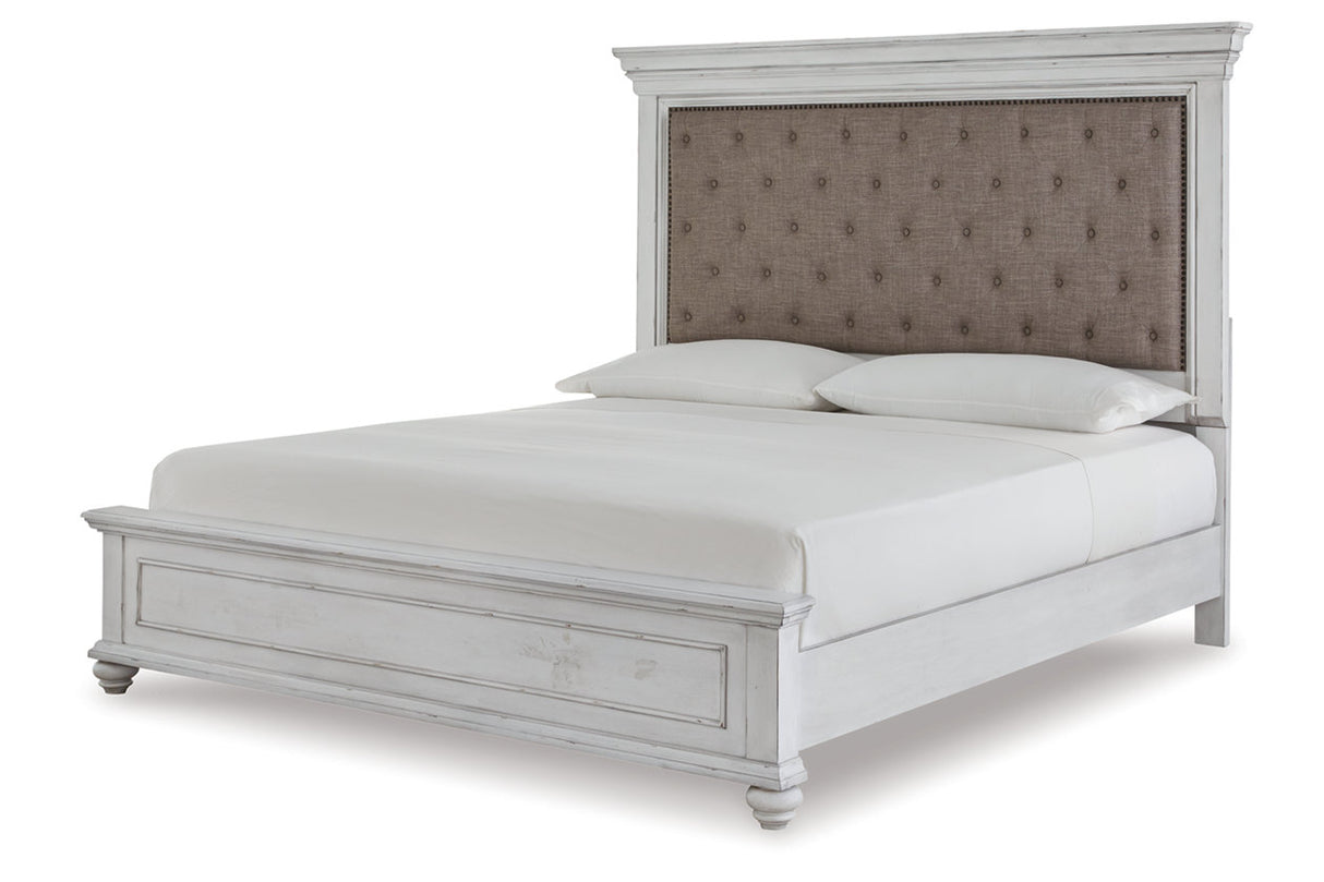 Kanwyn Whitewash King Panel Bed -  Ashley - Luna Furniture