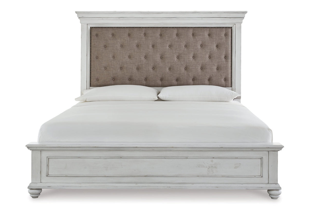 Kanwyn Whitewash King Panel Bed -  Ashley - Luna Furniture