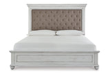 Kanwyn Whitewash Queen Panel Upholstered Bed -  Ashley - Luna Furniture