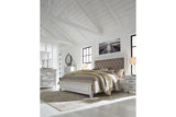 Kanwyn Whitewash Queen Panel Upholstered Bed -  Ashley - Luna Furniture