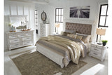 Kanwyn Whitewash Queen Panel Upholstered Bed -  Ashley - Luna Furniture