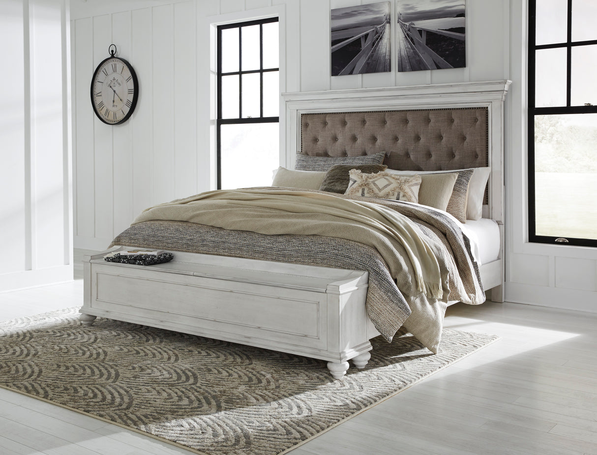 Kanwyn Whitewash Upholstered Storage Bedroom Set - Luna Furniture