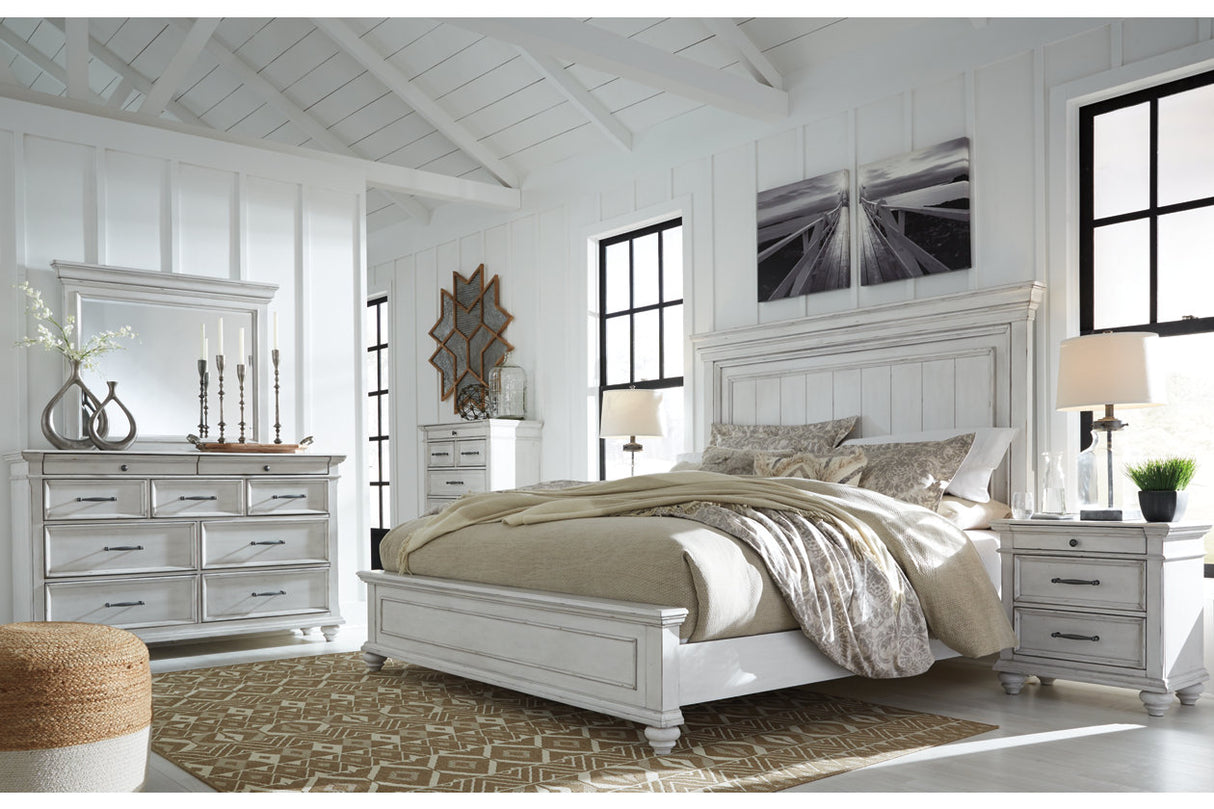 Kanwyn Whitewash King Panel Bed -  Ashley - Luna Furniture