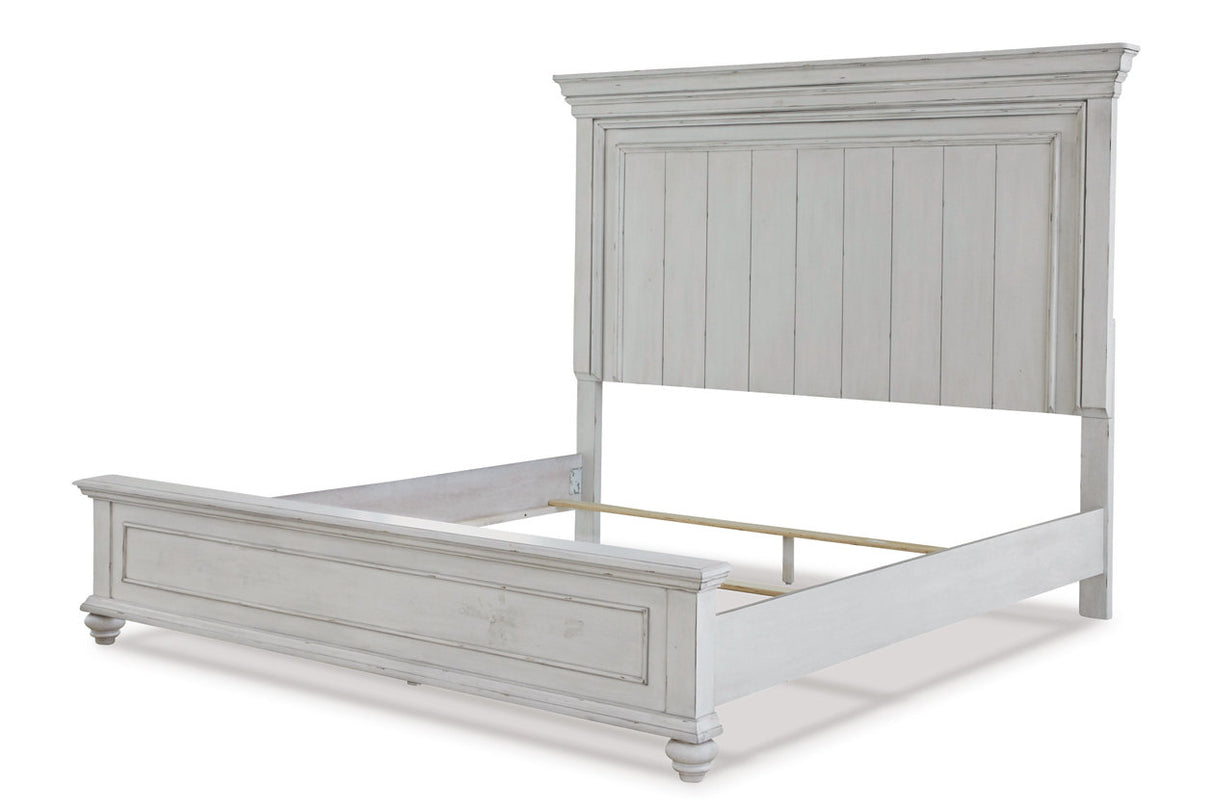 Kanwyn Whitewash King Panel Bed -  Ashley - Luna Furniture