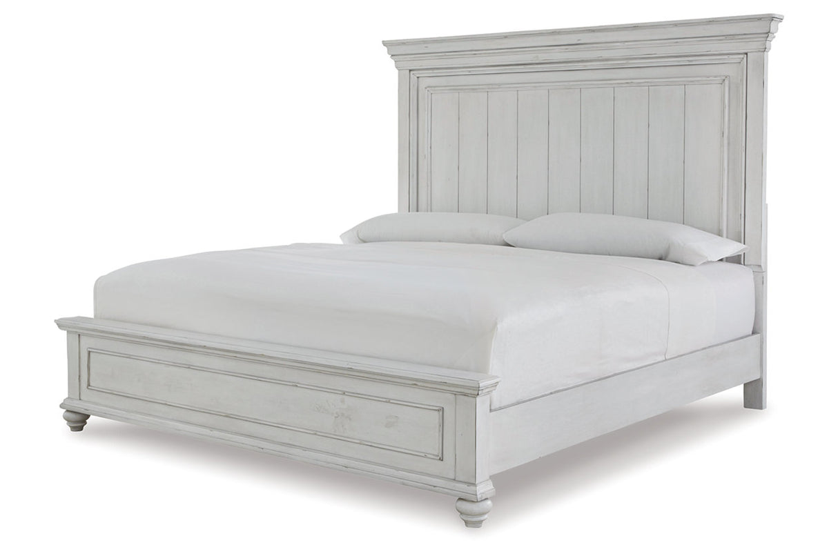 Kanwyn Whitewash King Panel Bed -  Ashley - Luna Furniture