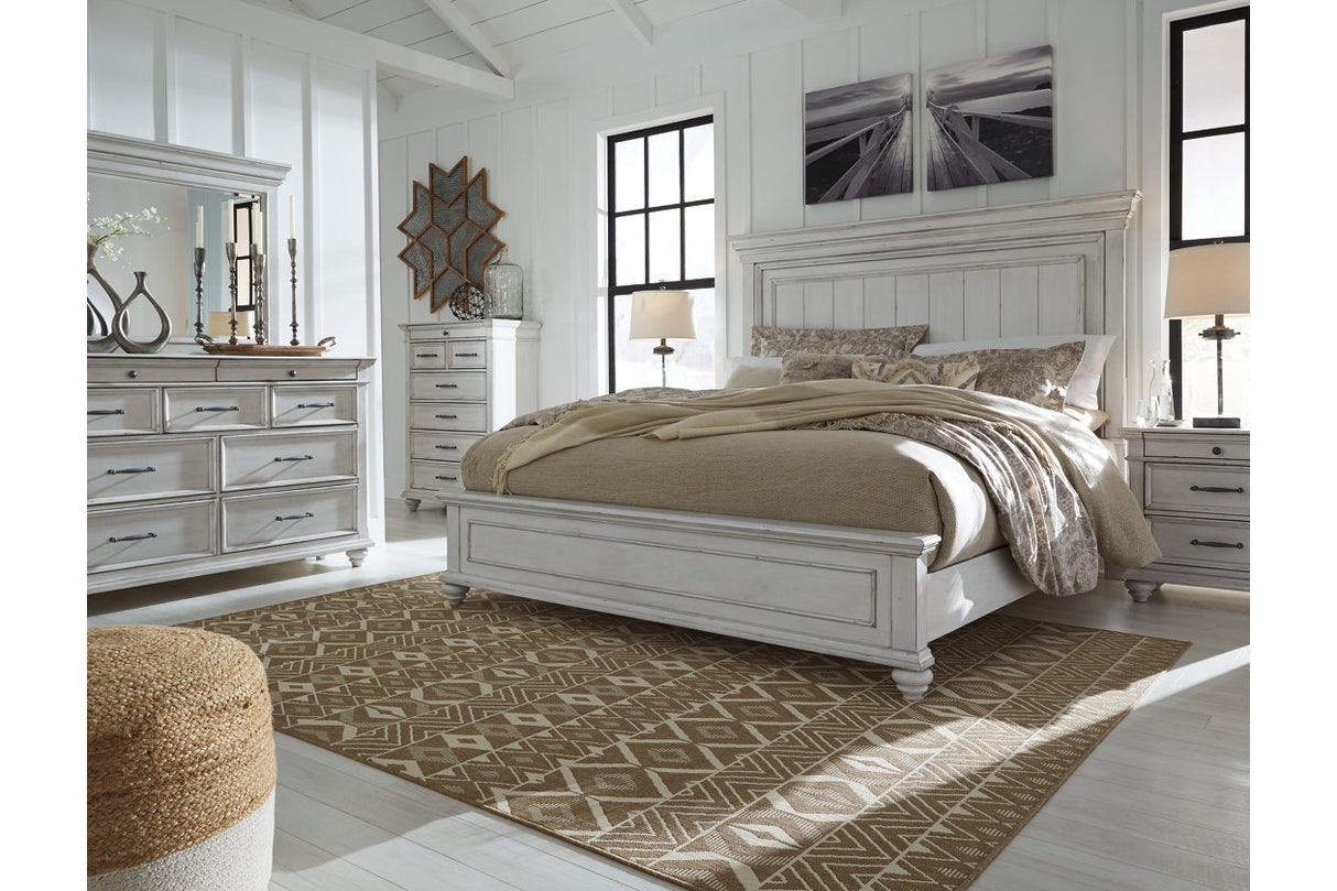 Kanwyn Whitewash King Panel Bed -  Ashley - Luna Furniture