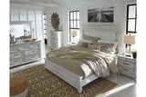 Kanwyn Whitewash King Panel Bed -  Ashley - Luna Furniture