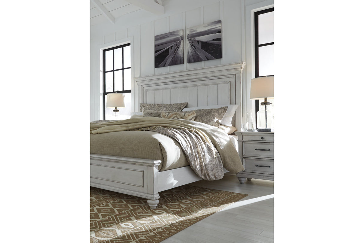 Kanwyn Whitewash King Panel Bed -  Ashley - Luna Furniture