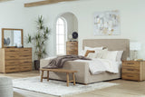 Dakmore Brown/Oatmeal Upholstered Panel Bedroom Set -  Ashley - Luna Furniture