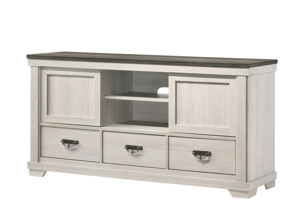 Leighton Cream/Brown TV Stand -  Crown Mark - Luna Furniture