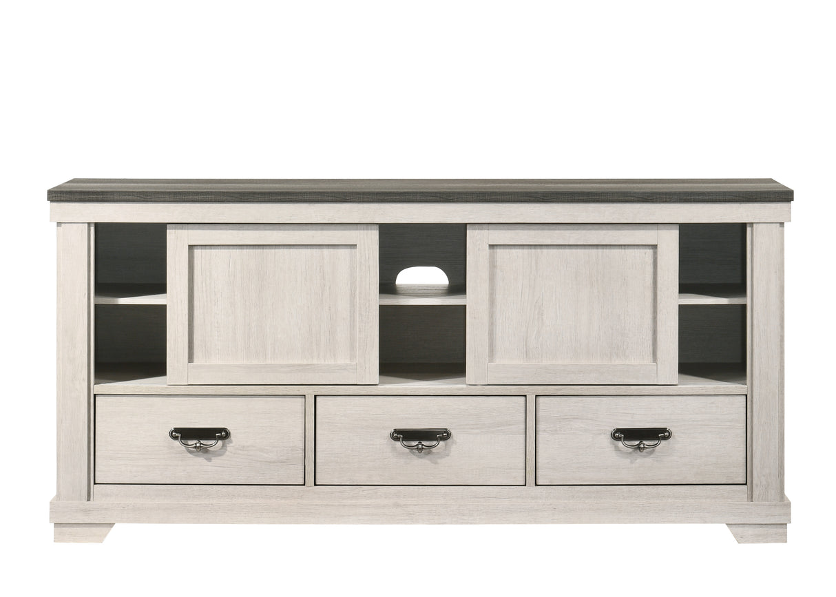 Leighton Cream/Brown TV Stand -  Crown Mark - Luna Furniture