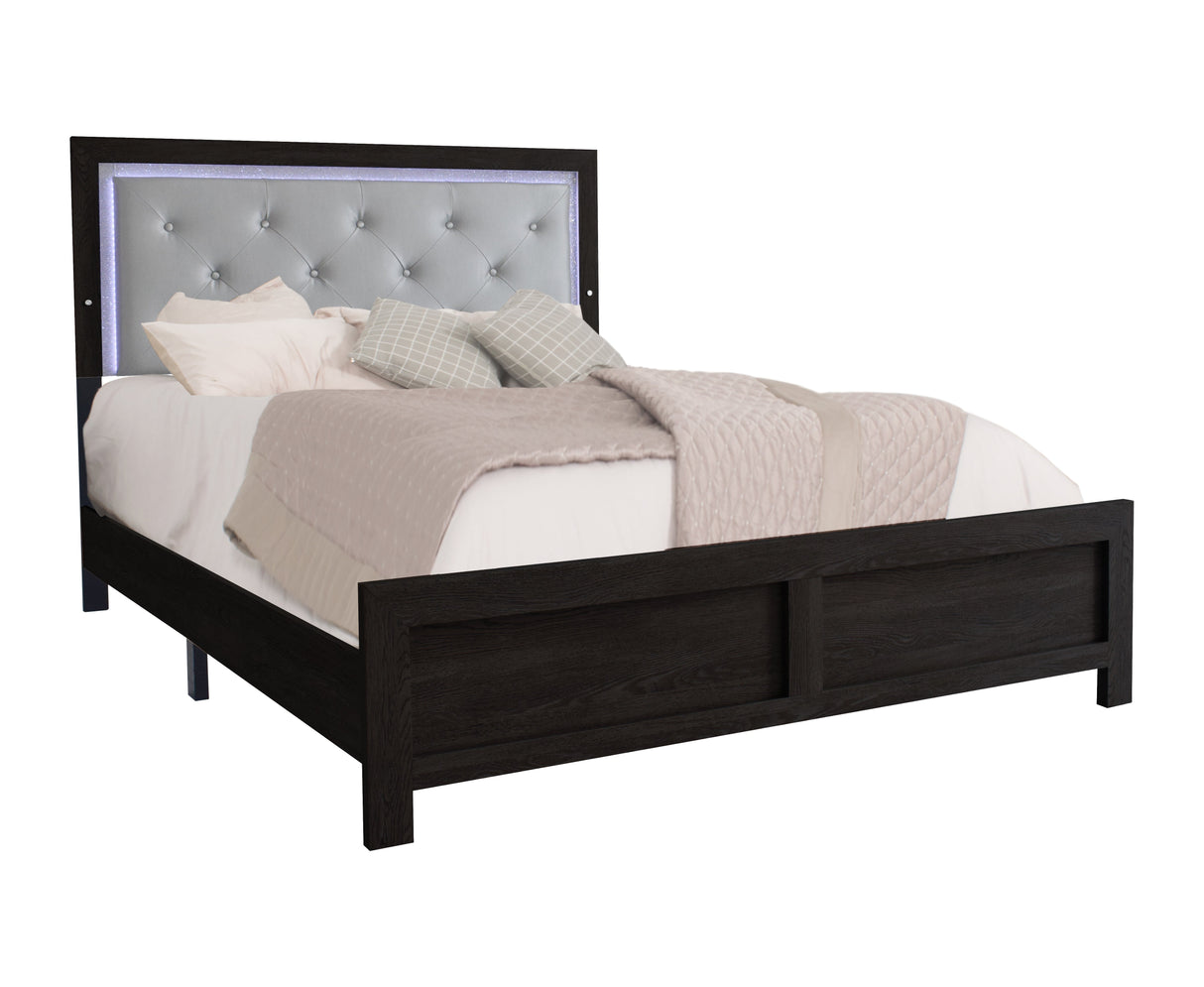 Jaylen Black King LED Panel Bed -  Crown Mark - Luna Furniture