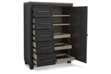 Foyland Black/Brown Door Chest from Ashley - Luna Furniture