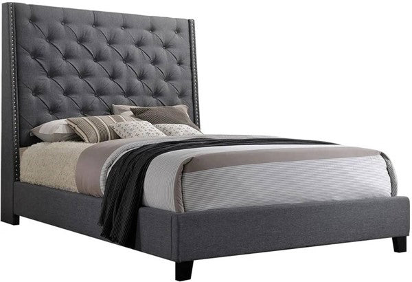 Chantilly Gray King Upholstered Bed from Crown Mark - Luna Furniture