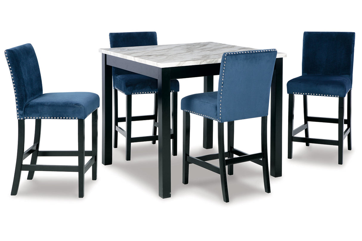 Cranderlyn Blue/White 5-Piece Counter Height Set -  Ashley - Luna Furniture