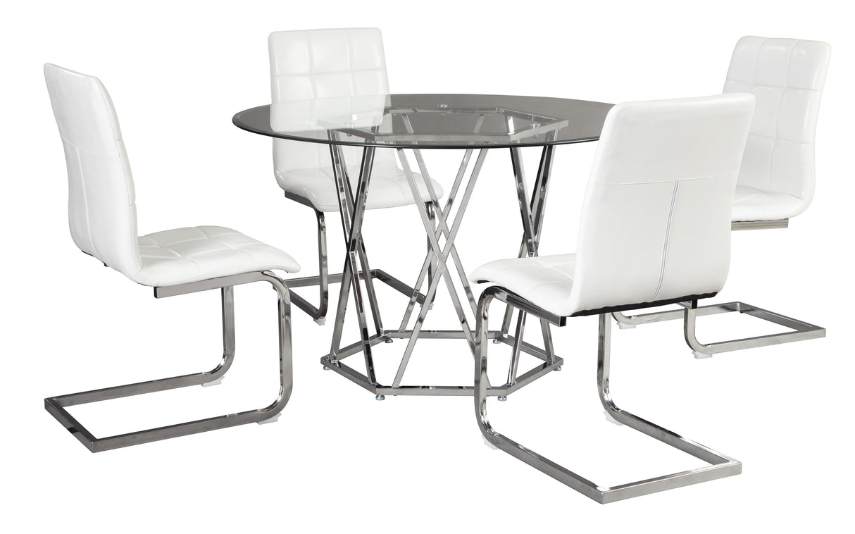 Madanere White-Chrome 5-Piece Dining Room Set - Luna Furniture