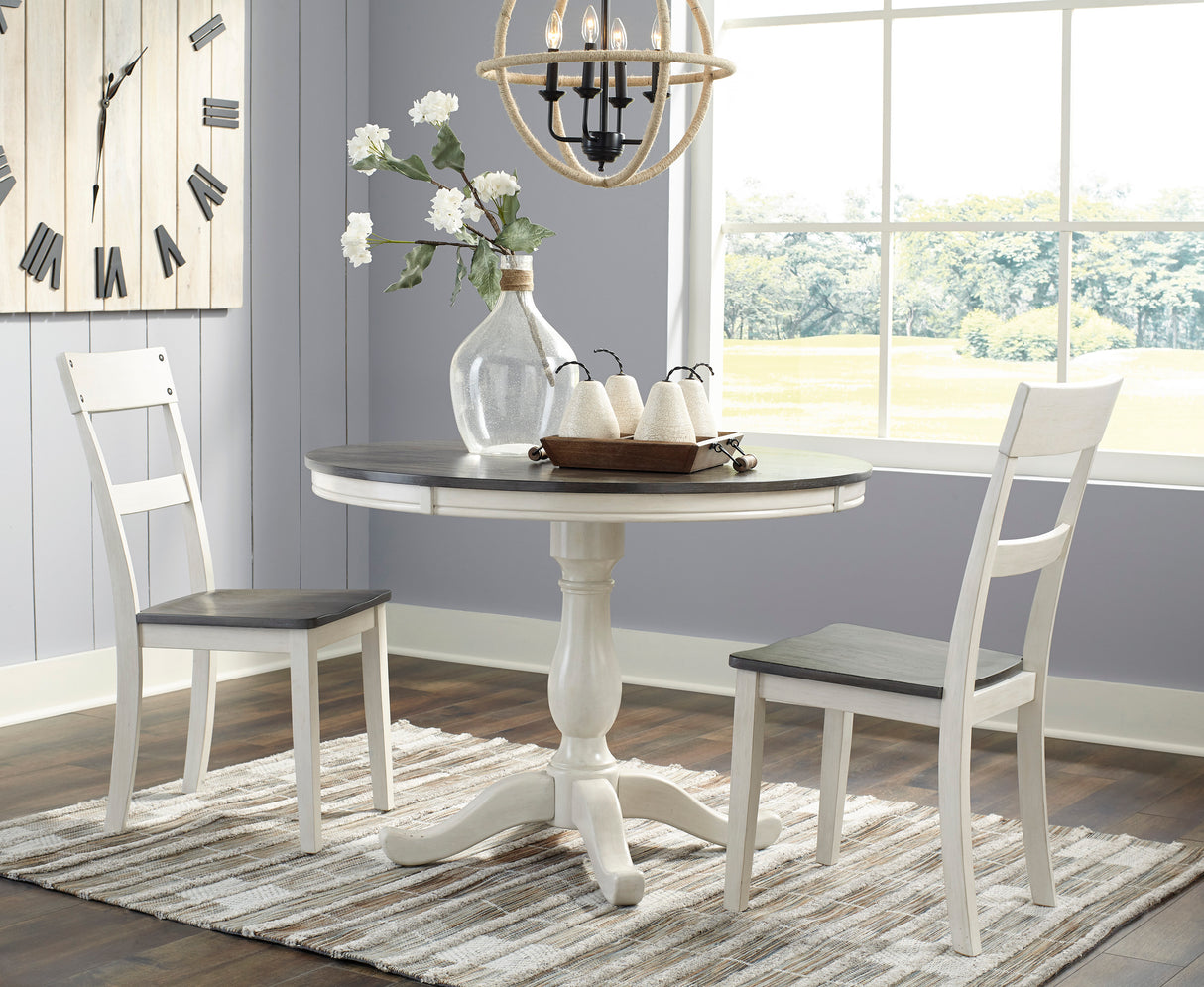 Nelling White/Brown 3-Piece Dining Room Set