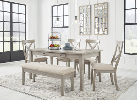 Parellen Beige/Gray Rectangular Storage Dining Set -  Ashley - Luna Furniture