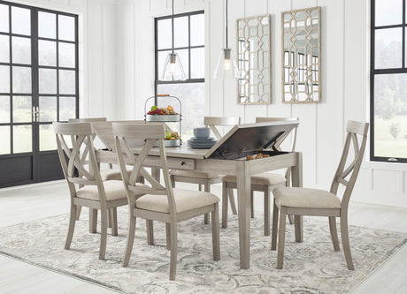 Parellen Beige/Gray Rectangular Storage Dining Set -  Ashley - Luna Furniture