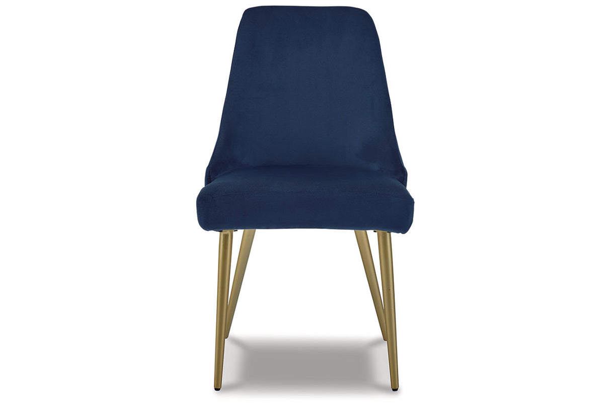 Wynora Blue/Gold Finish Dining Chair, Set of 2 from Ashley - Luna Furniture