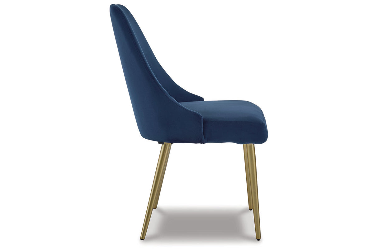 Wynora Blue/Gold Finish Dining Chair, Set of 2 from Ashley - Luna Furniture