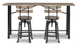 Lesterton Light Brown/Black Counter Height Set -  Ashley - Luna Furniture