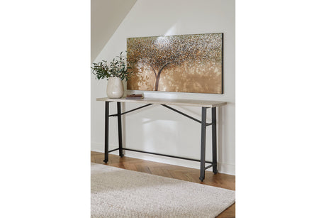 Karisslyn Whitewash/Black Long Counter Table -  Ashley - Luna Furniture