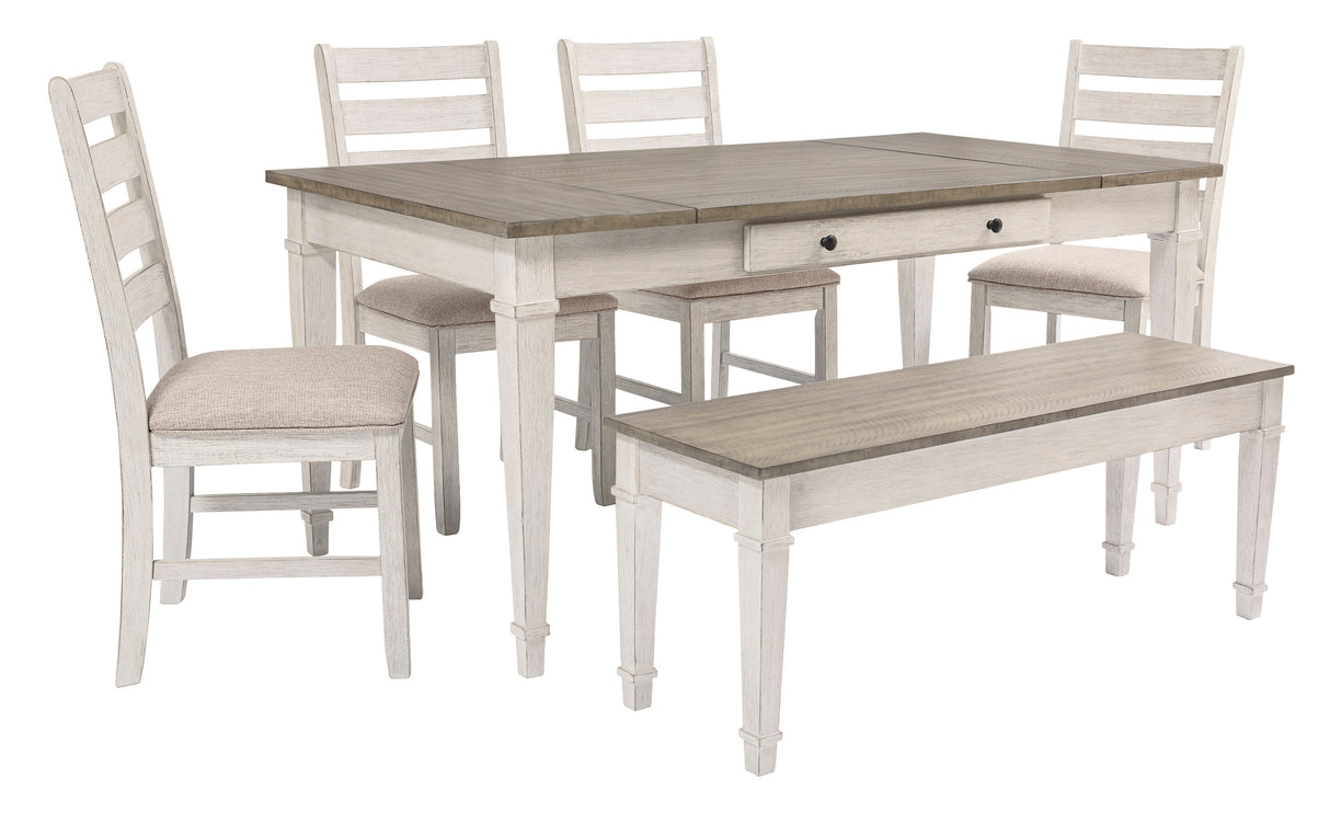 Skempton White/Light Brown Dining Room Set