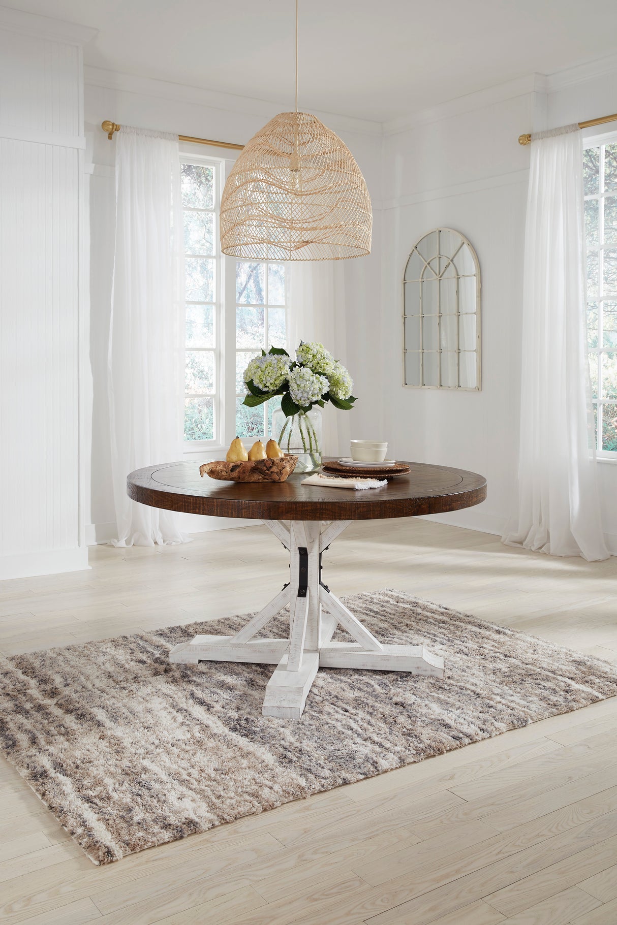 Valebeck Beige/White 5-Piece Round Dining Set -  Ashley - Luna Furniture