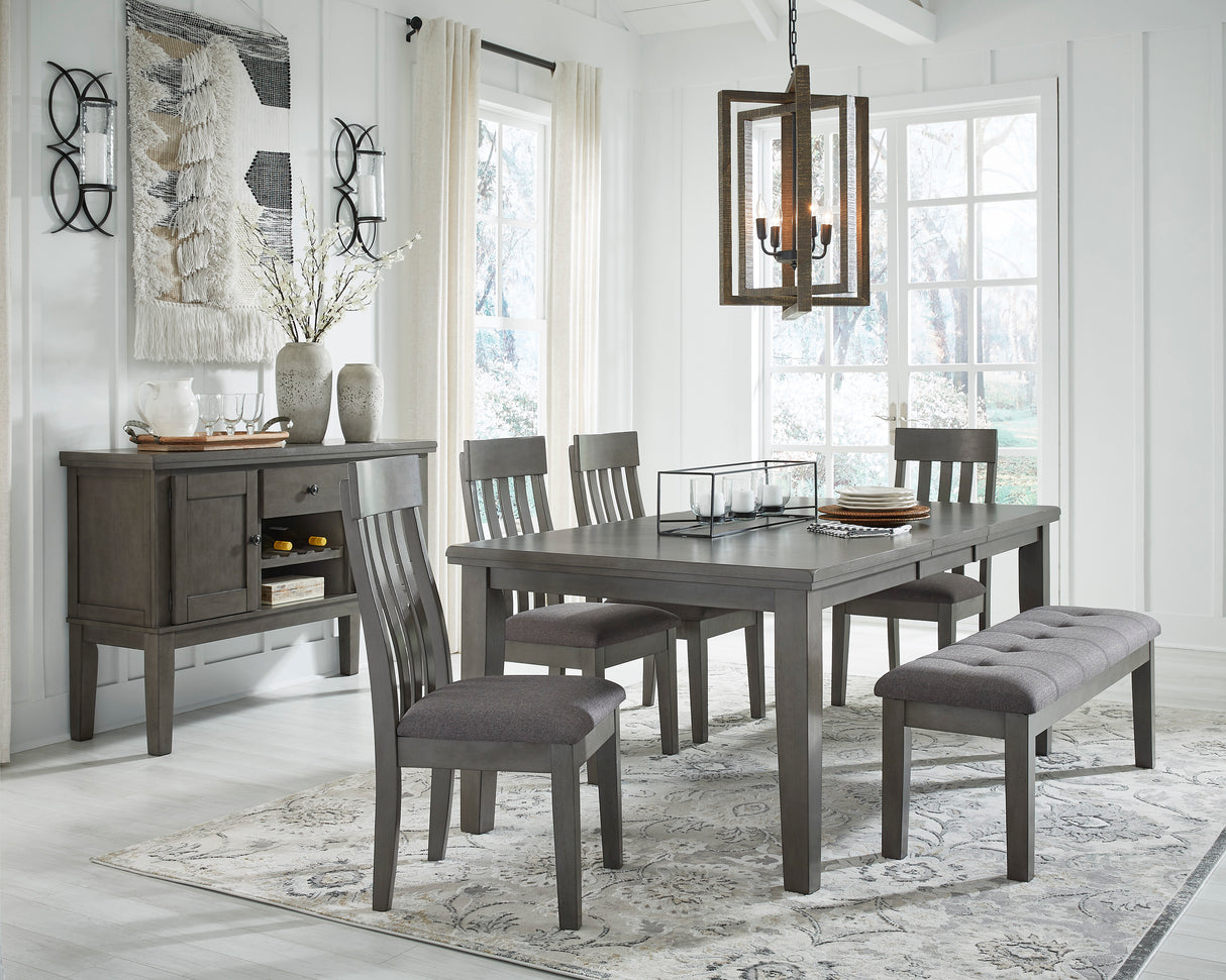 Hallanden Gray Extendable Dining Set -  Ashley - Luna Furniture