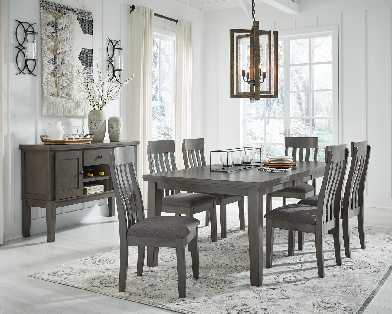 Hallanden Gray Extendable Dining Set -  Ashley - Luna Furniture