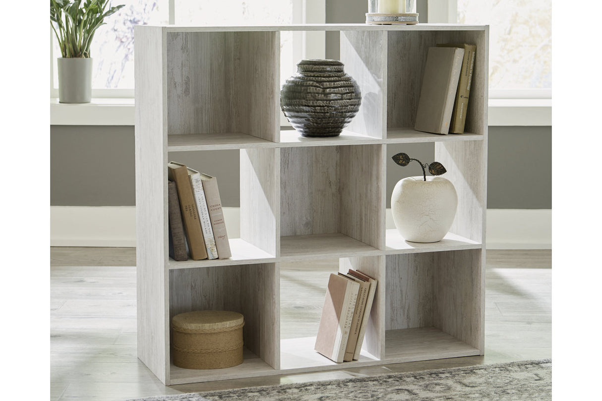 Paxberry Whitewash Nine Cube Organizer -  - Luna Furniture