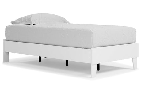 Piperton White Twin Platform Bed -  Ashley - Luna Furniture