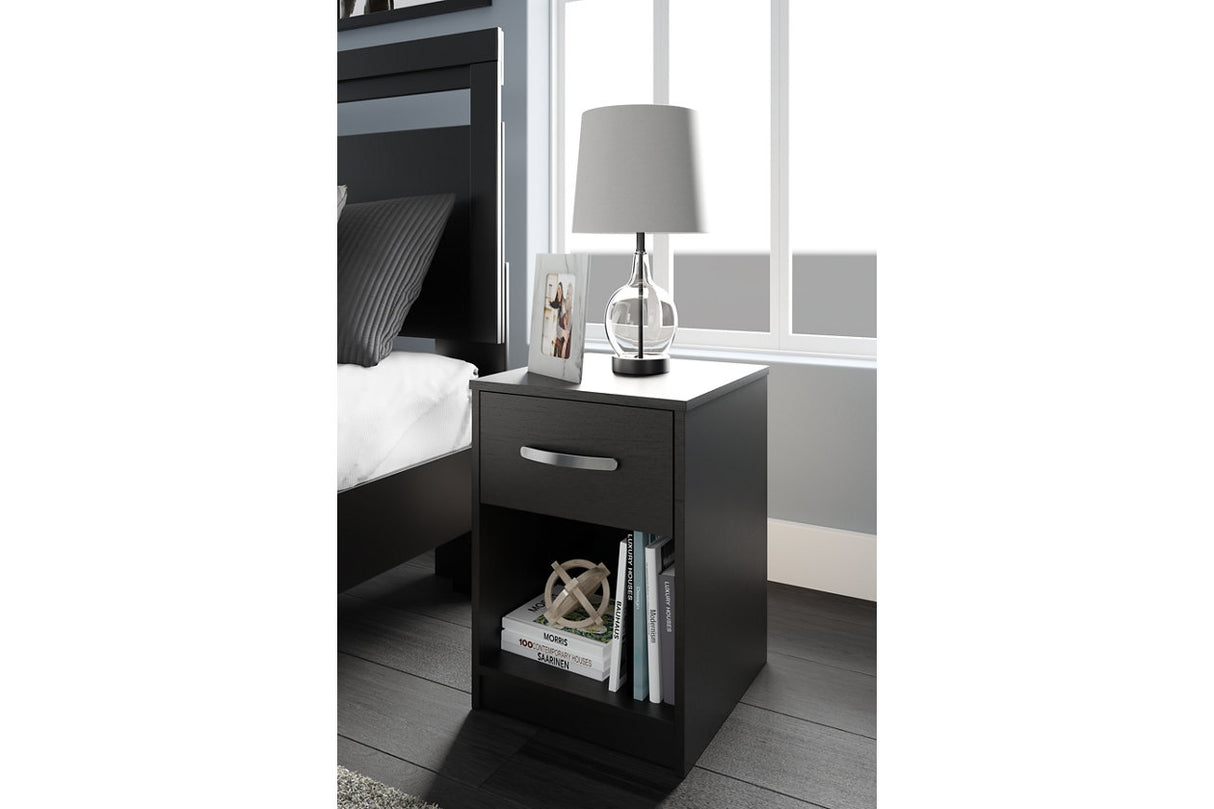 Finch Black Nightstand -  - Luna Furniture