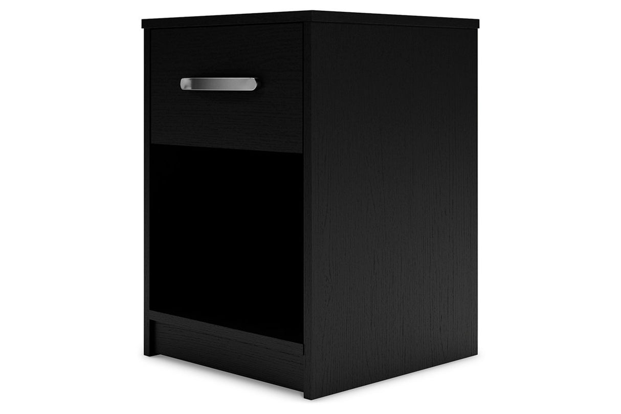 Finch Black Nightstand -  - Luna Furniture