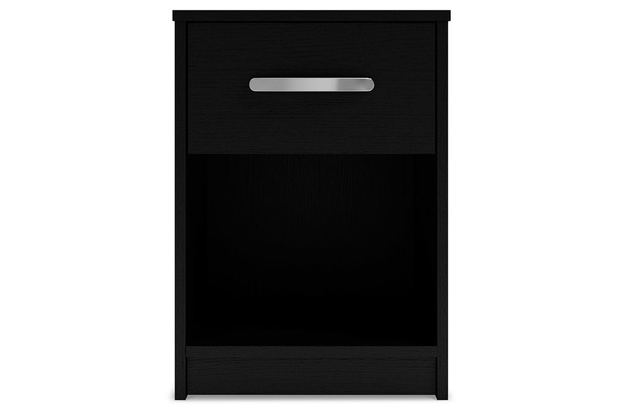 Finch Black Nightstand -  - Luna Furniture