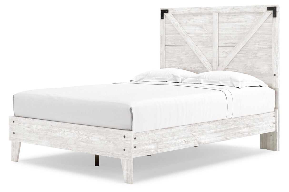 Shawburn White/Dark Charcoal Gray Full Crossbuck Panel Platform Bed -  Ashley - Luna Furniture