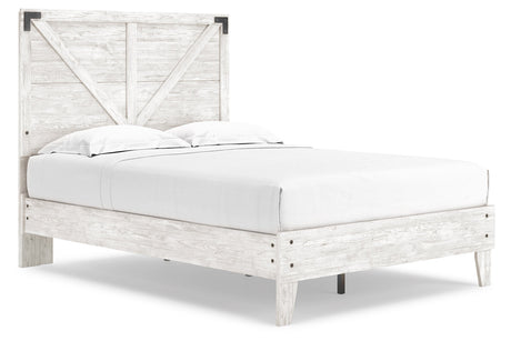 Shawburn White/Dark Charcoal Gray Full Crossbuck Panel Platform Bed -  Ashley - Luna Furniture