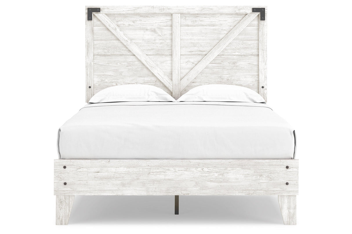 Shawburn White/Dark Charcoal Gray Full Crossbuck Panel Platform Bed -  Ashley - Luna Furniture