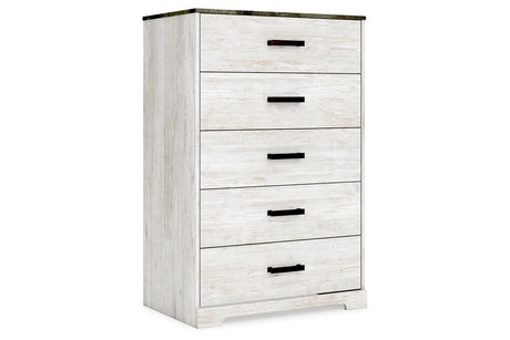 Shawburn Whitewash/Charcoal Gray Chest of Drawers -  Ashley - Luna Furniture