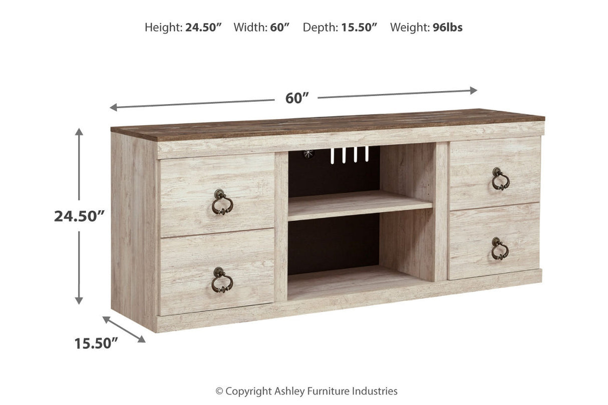 Willowton Whitewash 60" TV Stand -  - Luna Furniture