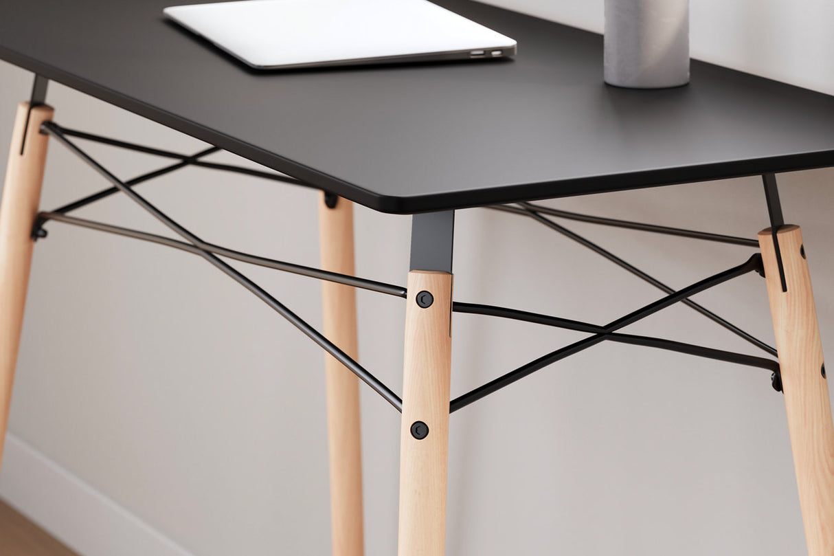 Jaspeni Black/Natural Home Office Desk from Ashley - Luna Furniture