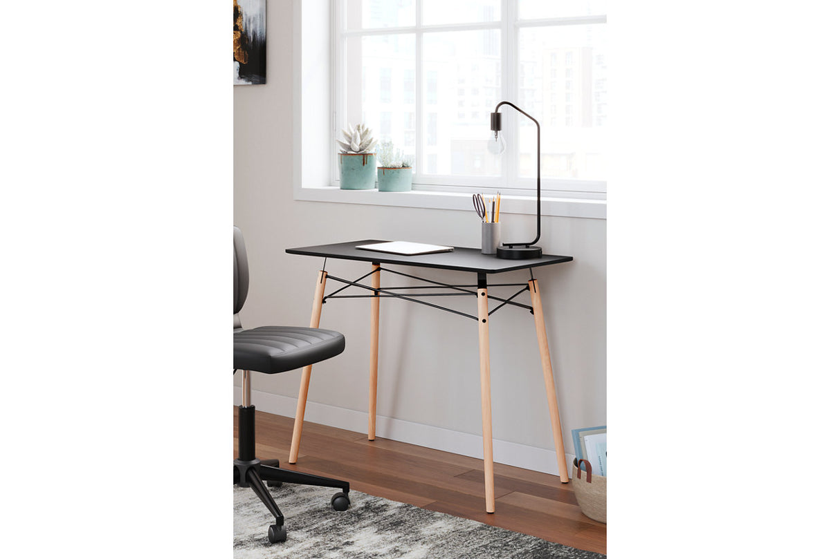 Jaspeni Black/Natural Home Office Desk from Ashley - Luna Furniture