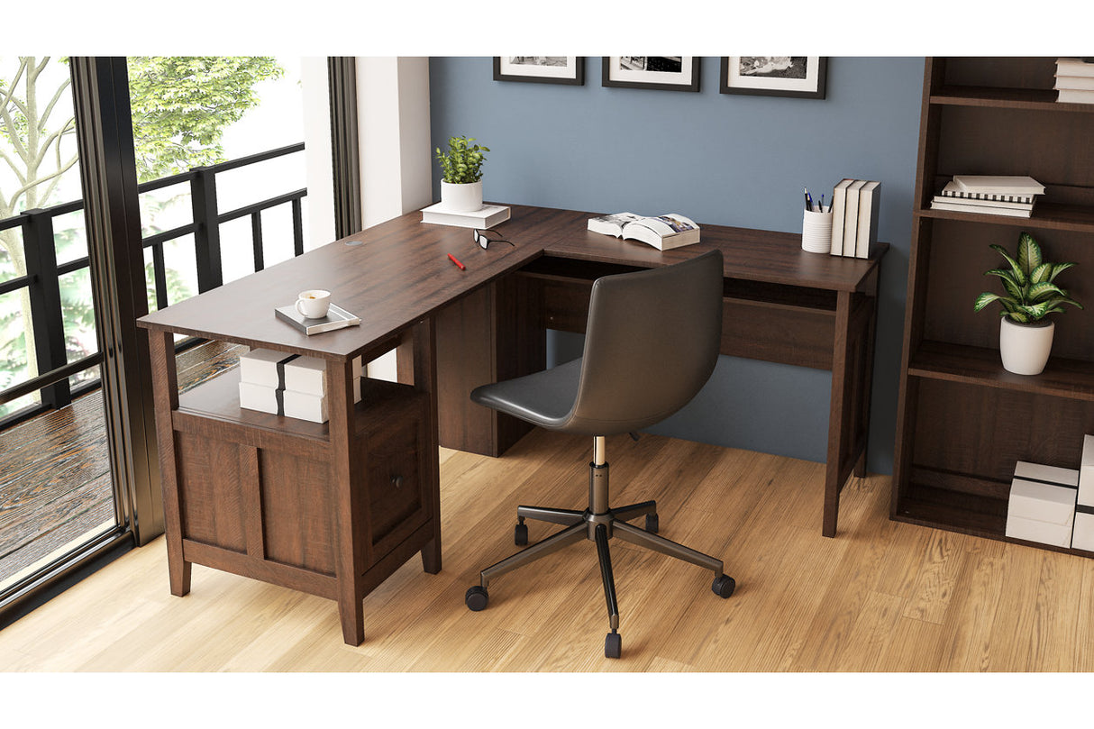 Camiburg Warm Brown 2-Piece Home Office Desk -  Ashley - Luna Furniture