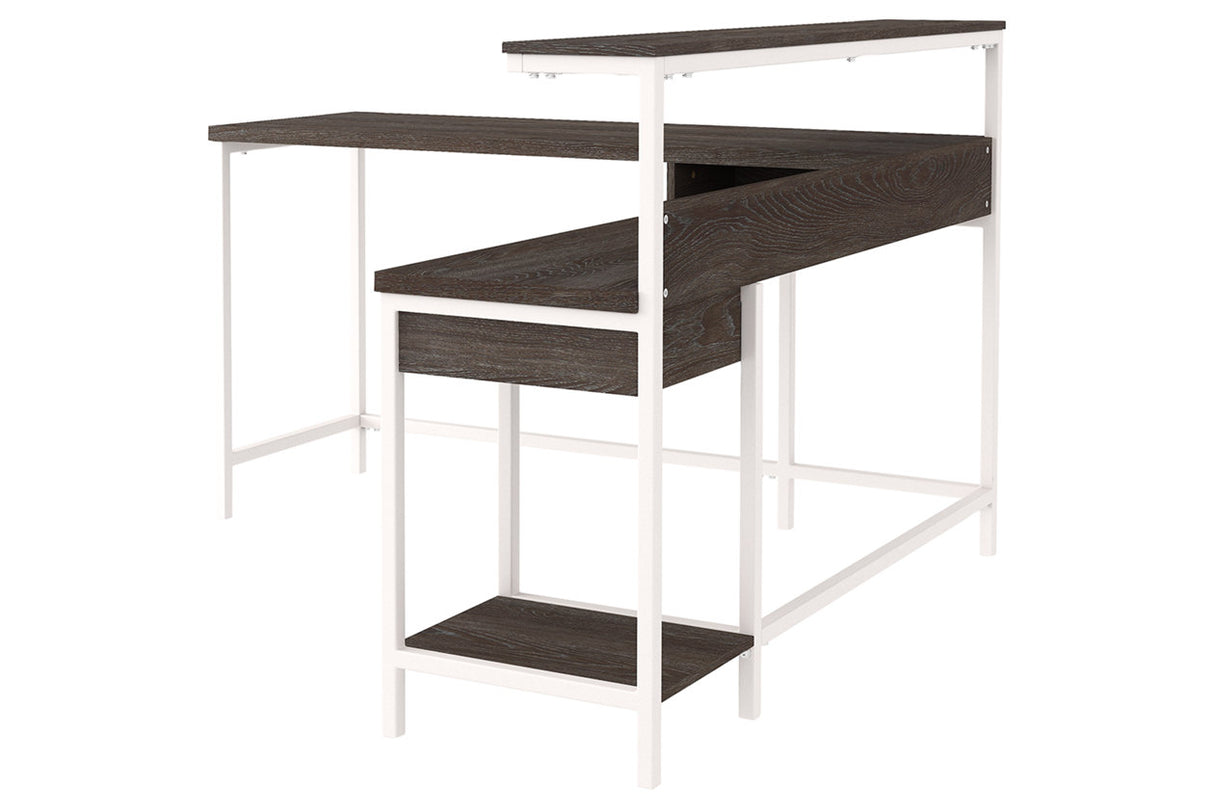 Dorrinson Two-tone Home Office L-Desk with Storage from Ashley - Luna Furniture